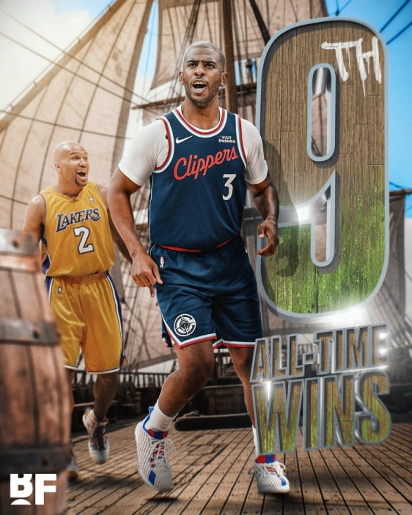 Số trận thắng trong mùa giải thường xuyên của Paul đạt 855! Xếp thứ 9 trong lịch sử NBA!